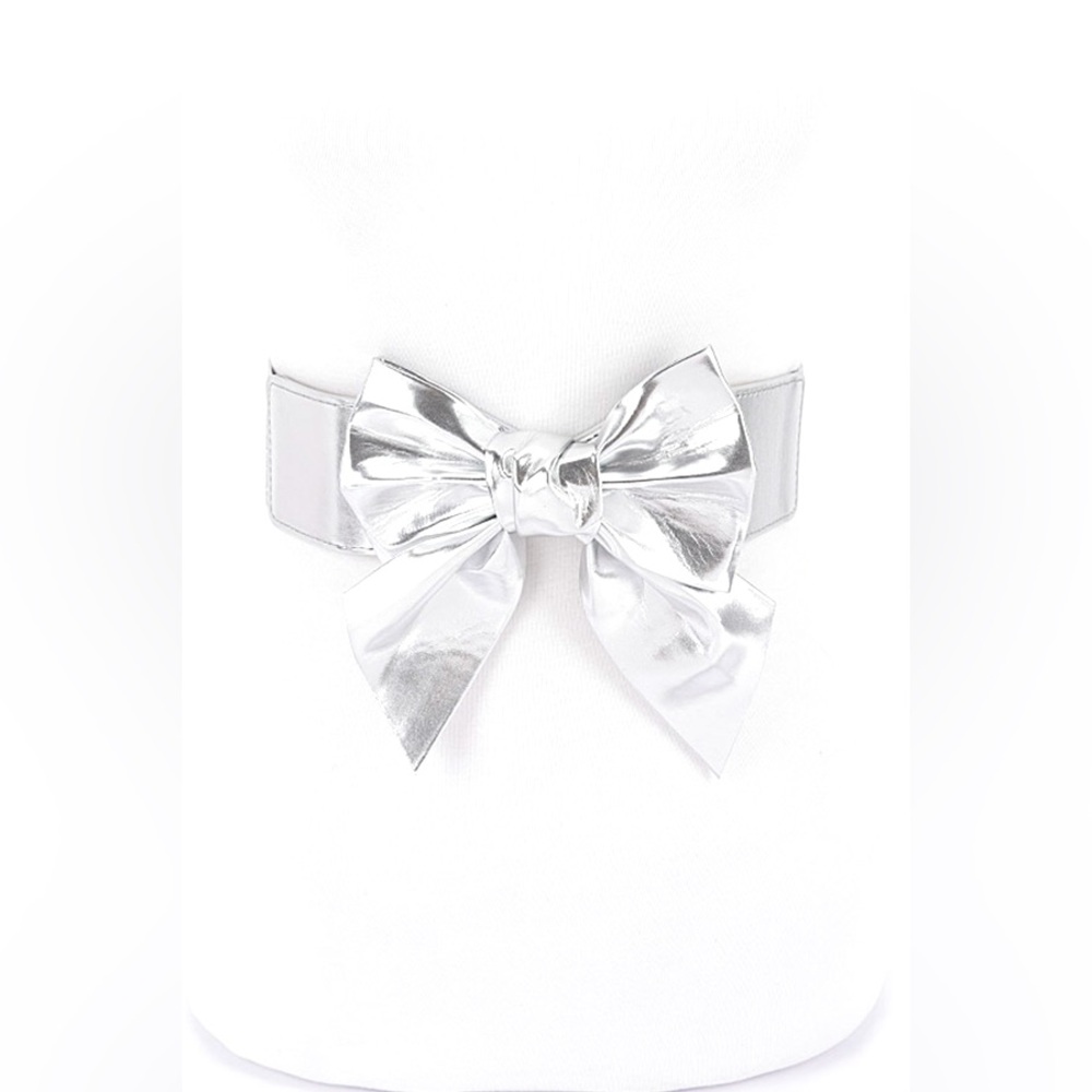 Metallic Bow Tie Elastic Corset Statement Belt